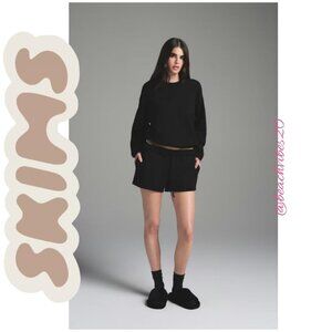 SKIMS Cotton Fleece Classic Crewneck Pullover Medium Onyx NWT